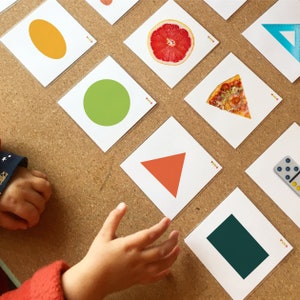 FORMAS GEOMÉTRICAS tarjetas coincidentes, Actividad de clasificación matemática temprana, Geometría primaria, Recursos para maestros, Montessori imprimible, Descarga digital