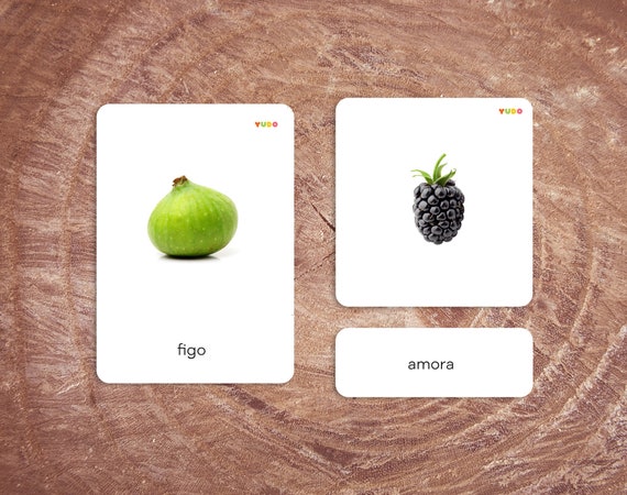 FRUITS Montessori 3 part cards in Portuguese, Language activities, Educational material for teachers, Montessori classroom, Gift for kids