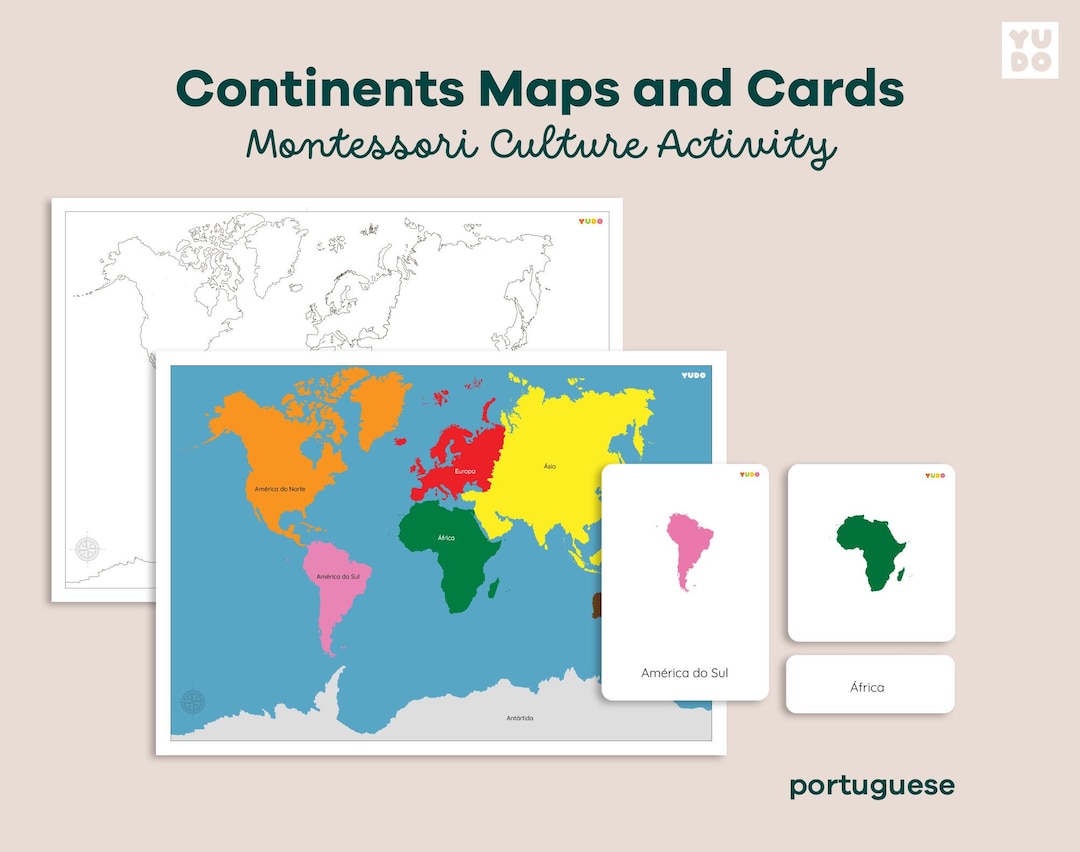 Montessori Continent Maps 3 Part Cards Printable Geography Activity ...