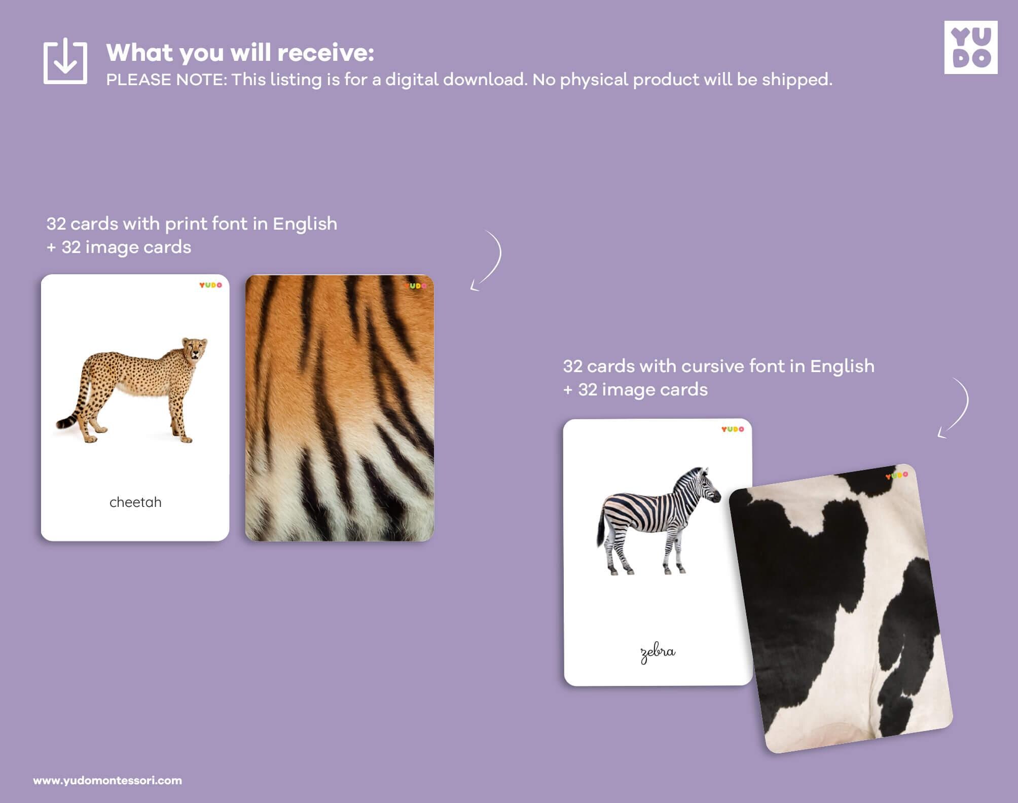 36 Montessori Animal Pattern Matching Printable Cards for Kids, Animals ...