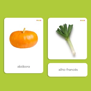 Tarjetas con imágenes reales de VERDES Y VERDURAS. Tarjetas de aprendizaje para niños pequeños. Lengua portuguesa. Actividades preescolares. Educación en el hogar Montessori.