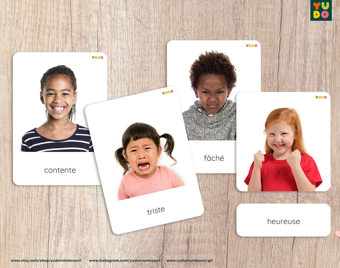 Flashcards photo EMOTION imprimables en français, Caractéristiques de ...