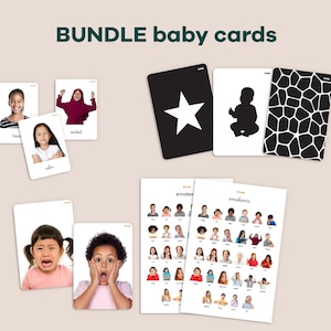 BUNDLE High contrast flashcards for babies, real emotions cards for toddlers, Sensory baby cards, Real feelings for babies, Emotions Poster