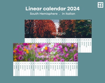 2024 Printable Wall Calendar in Italian, South Hemisphere annual calendar, Visual timeline wall calendar, Montessori tools for classroom