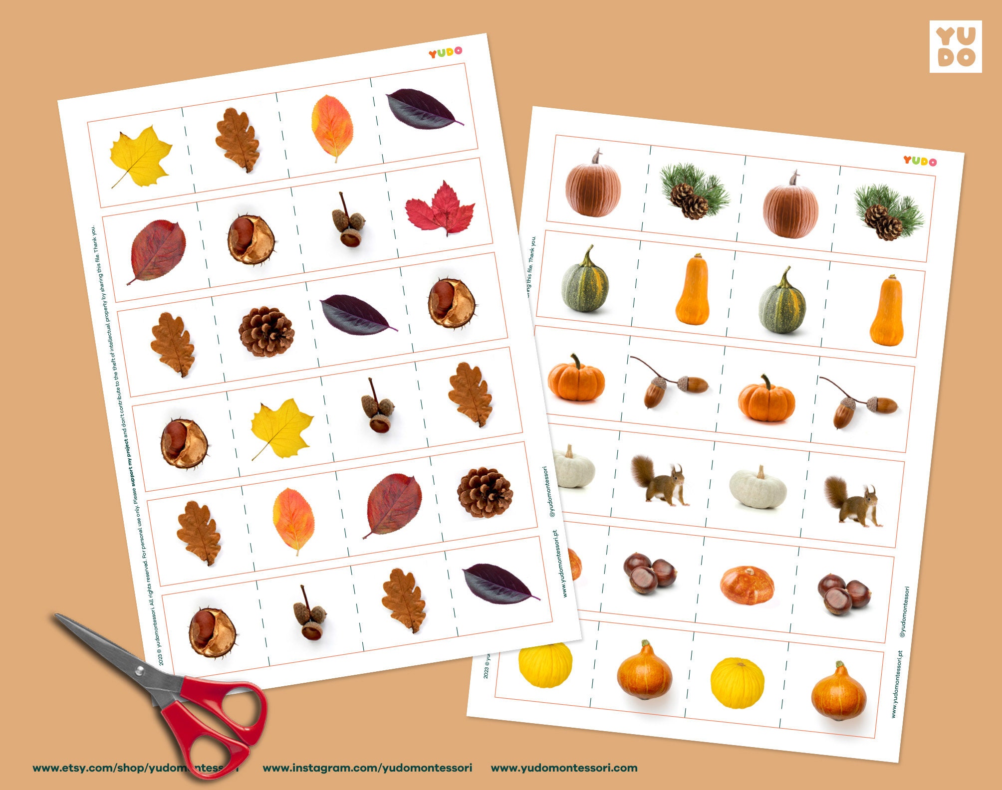 Set of Cutting Strips for Scissor Skills for Kids, Autumn Fall Theme ...