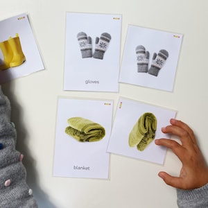 Schede Flash INVERNALI, Montessori stampabili, Costruisci vocabolario stagionale, Carte nomenclatura a tema invernale, Attività per la scuola materna, Carte immagine