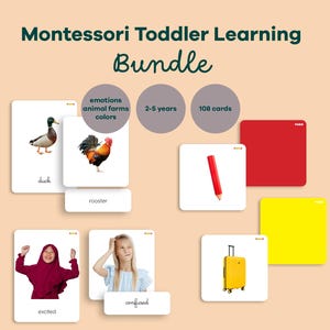 Montessori Toddler Learning Bundle, Flashcards Printable Pack, Real Photos 3 Part Cards, English Educational Materials