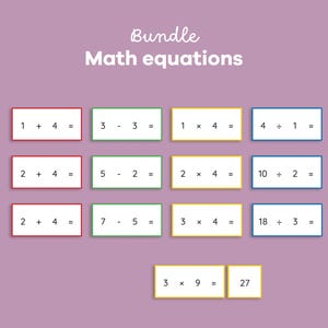 Montessori Math Equations Work Charts, Math Operations aligned with Montessori, Montessori math unit set, Math activity for kids