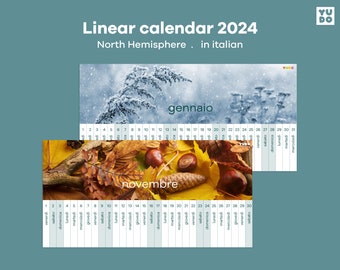 2024 Printable Wall Calendar in Italian, North Hemisphere annual calendar, Visual timeline wall calendar, Montessori tools for classroom