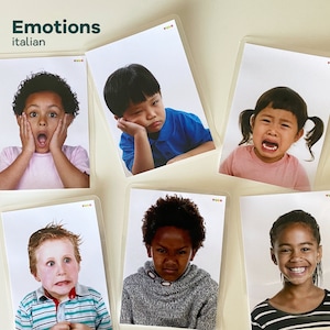 Flashcard EMOZIONI per neonati, Carte di sentimenti reali per bambini, Carte di nomenclatura delle emozioni Montessori, Carte di classificazione, Lezione Montessori