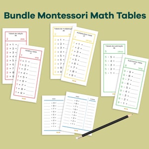 BUNDLE Montessori Math Operations Booklets, Primary Math practice, tables of addition subtraction division and multiplication,Math resources