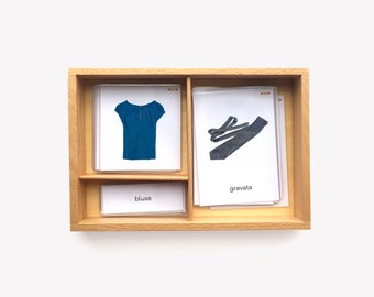 CLOTHES, Montessori Cards, Flash Cards, Three Part Cards, Nomenclature Cards, Educational Material, Printable, portuguese and english