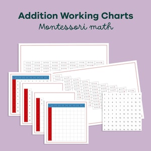 Montessori-additionsarbetsscheman, matematikmaterialutökningsaktivitet, Montessoriaktivitet, utskrivbar additionsövning
