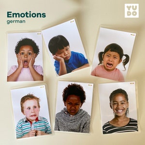 Tarjetas y cartel de emociones en alemán, Cartel de emociones para habitación infantil, Tarjetas y cartel de sentimientos, Recursos Montessori, Educativo preescolar