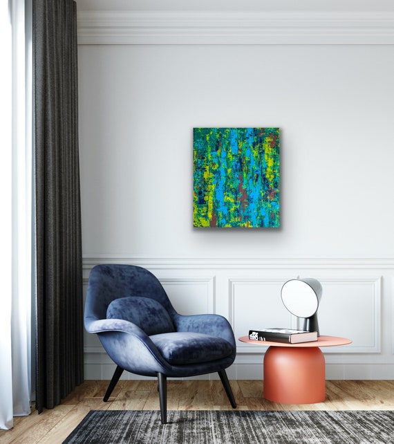 Slipstream acrylic abstract painting on box canvas 70x60cm