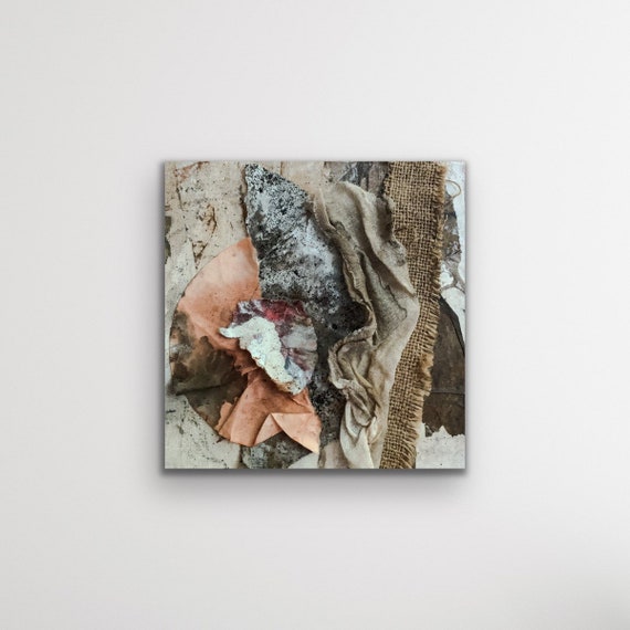 Collaged art, well I never mixed media on wood 20x20 cm