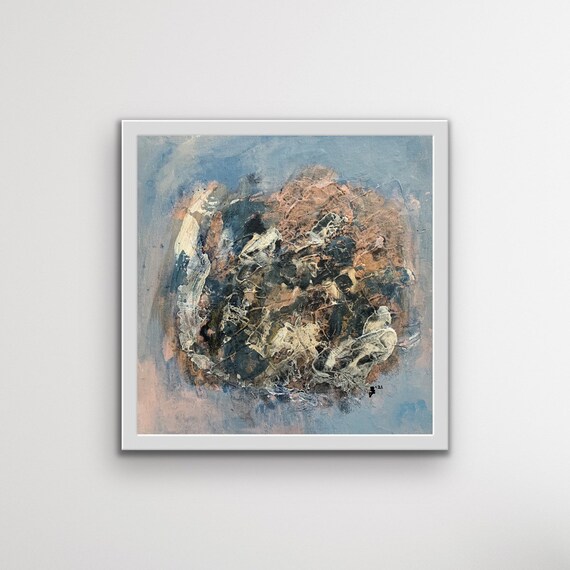 Struggle within abstract artwork, original acrylic painting on 12x12 inch canvas board, framed options available