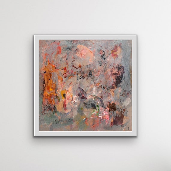 Carnival, abstract art, acrylic painting on 30x30 cm canvas panel, framed options available