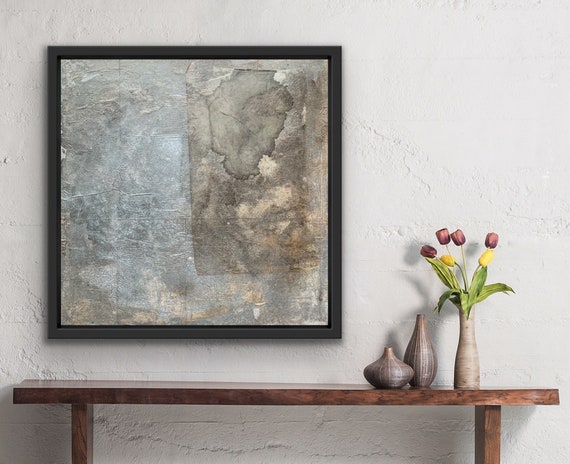 Doorway to the soul collaged artwork, botanical ink, acrylic paint and texture on paper adhered to a wooden panel black frame 54x54 cm
