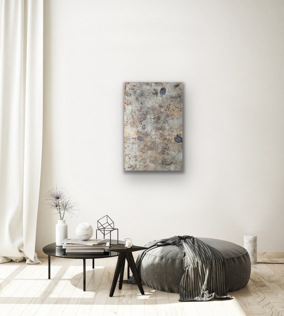 Abstract art, life lines charcoal and pigment marks, botanical ink on flower dyed Irish linen adhered to wooden panel 76 x 50 cm