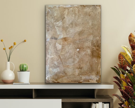 Inner self art Collage abstract paper, botanical ink and acrylic paint artwork 84x60 cm