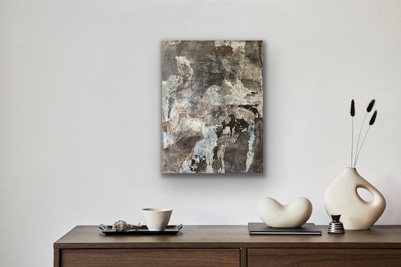 Between the lines art collaged botanical ink, acrylic paint and texture on paper adhered to wooden panel 46x61 cm