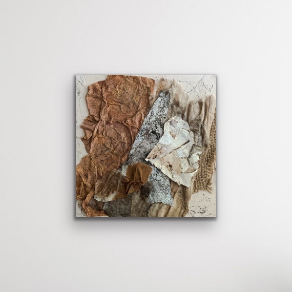 Collaged art, Really they said that mixed media on wood 20x20 cm