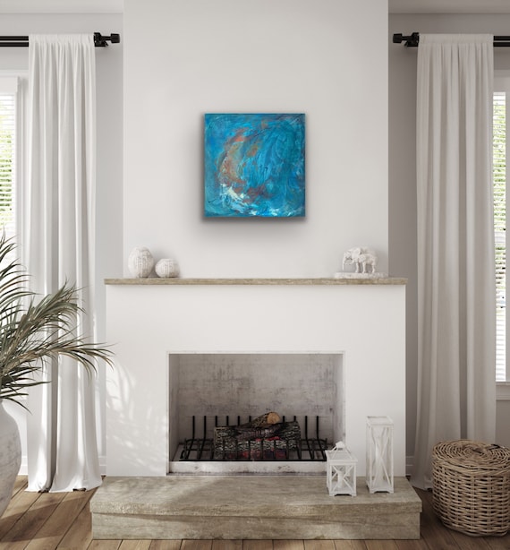Escape, original abstract art, acrylic painting on 60x60 cm box canvas