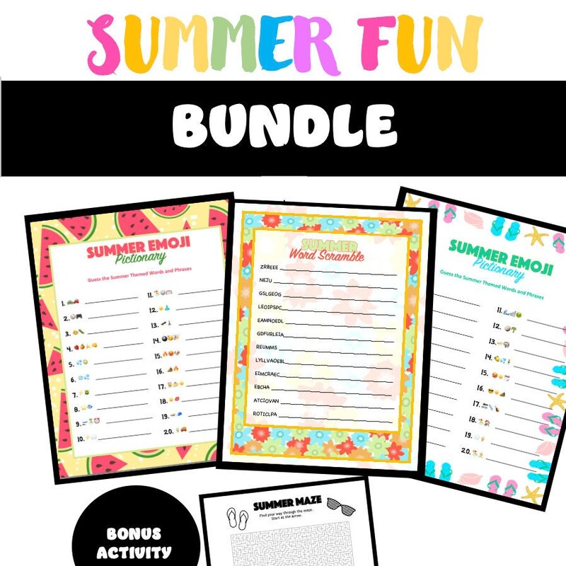 Summer Printable Games Etsy