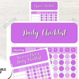 Checkliste für die tägliche Routine für Kinder und Erwachsene, Hygiene-Checkliste, bearbeitbar, druckbar, tägliche Aufgabenliste, Morgen / Nachmittag / Nacht Tagesplan