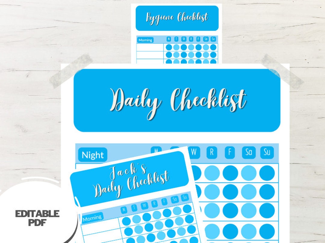 Daily Routine Checklist for Kids & Adults, Hygiene Checklist, Editable ...