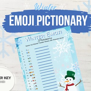 Winter Emoji Pictionary, Christmas Game, Printable Game, Digital Download, Instant Download, Family Printable Game, Games for Adults & Kids