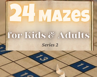 24 Mazes  | Series 2 | Adults | Kids | Stress buster | Printable | All ages | Mind game | Puzzles | Graphe Studios | Maze | Word games |