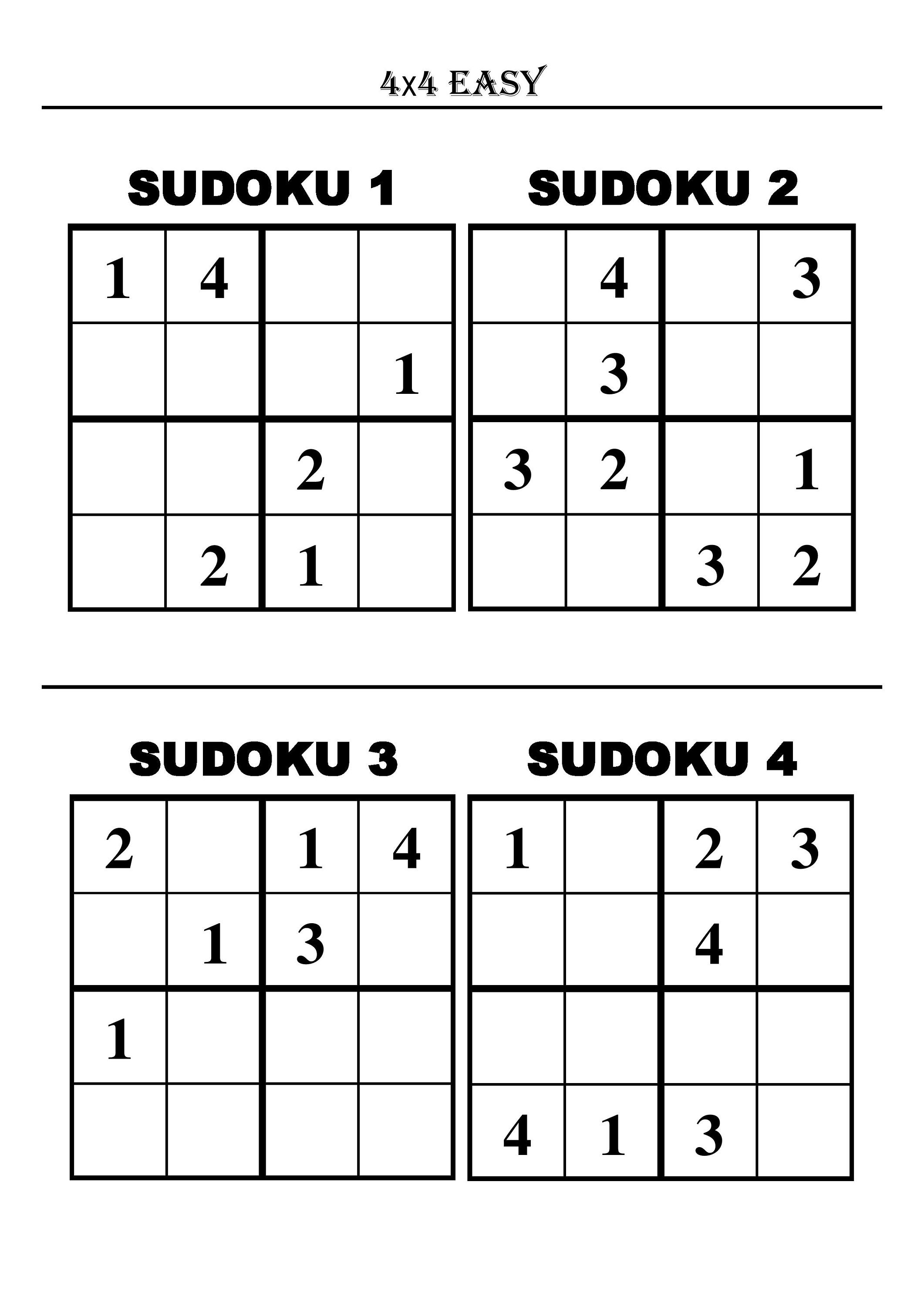 Sudoku 4x4 Moderate Japanese Puzzles Number Games 4x4 