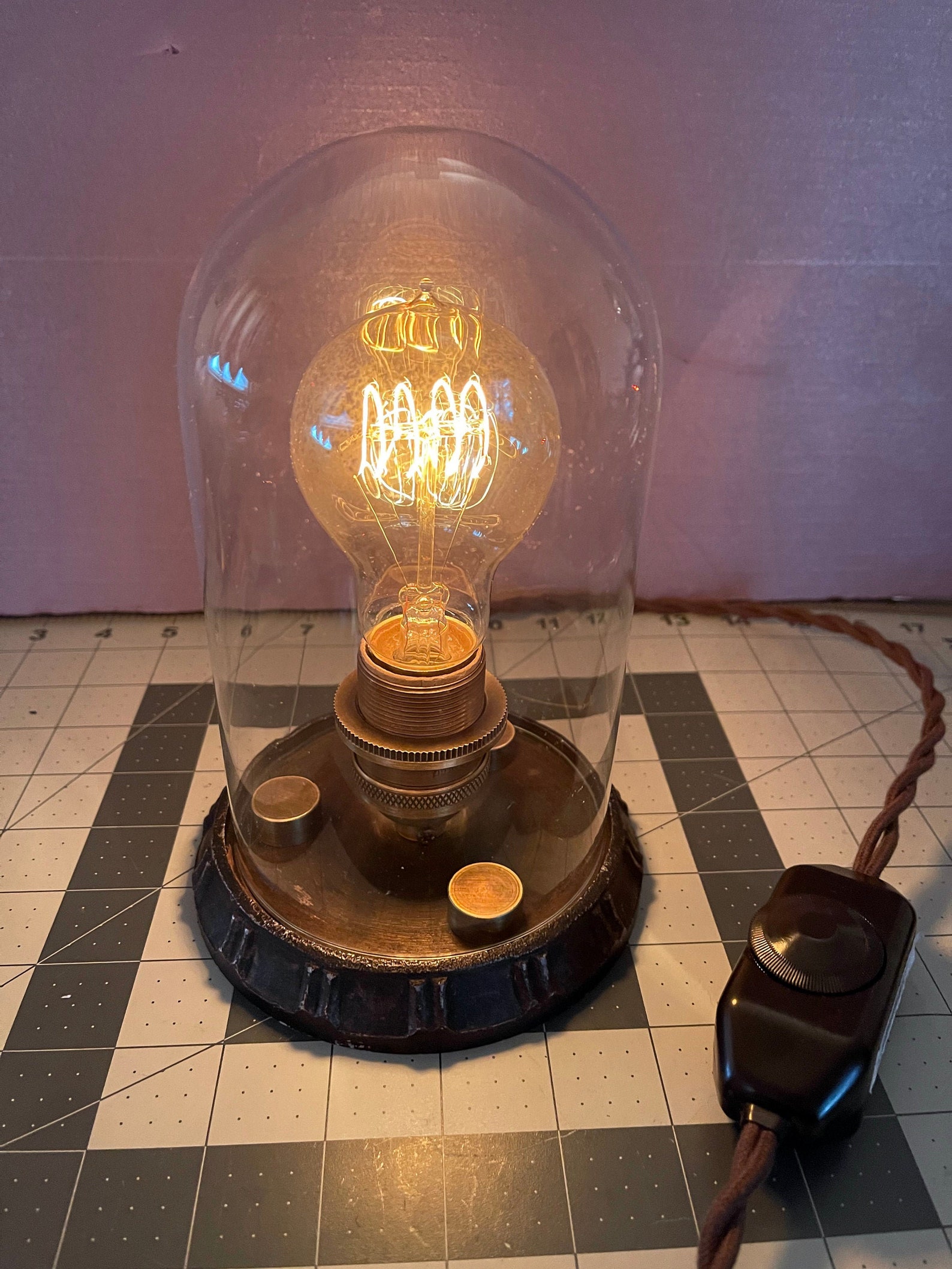 Edison Glass Globe Table Light W/inline Dimmer Control Etsy