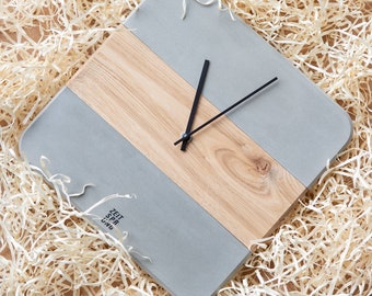 Stylish concrete - TIME | Concrete clock with oak | Stand and wall clock | Handmade