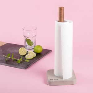 STANDPUNKT - Kitchen roll holders made of concrete and wood