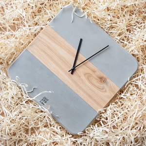 Stylish concrete - TIME | Concrete clock with oak | Stand and wall clock | Handmade