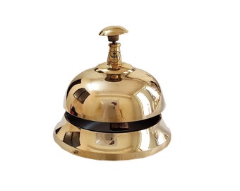 Desk Bell Front Desk Bell Call Ringer I Nautical Hotel Reception Calling Bell Décor I Nice Sound Push Button Bell (Glossy polish design)