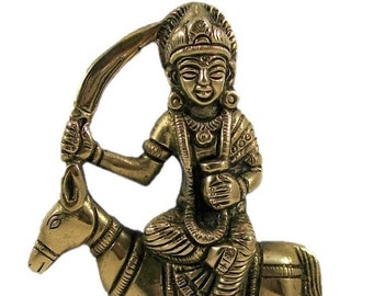 NEO CLASSIC Sheetla MATA Idol for Home Decoration for Puja with Heavy Base Normal Size Decorative Showpiece -(Brass, Gold)