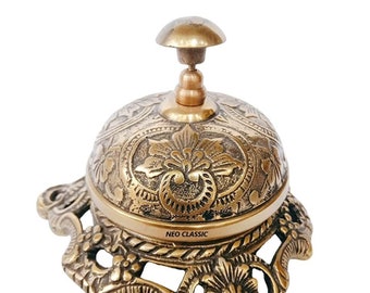 Desk Bell Front Desk Retail Counter Store Bell Call Ringer I Nice Sound Push Button Bell (Carving triangular design)