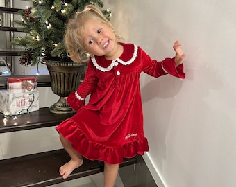 Christmas Night Gown Embroidered Christmas Pajamas Christmas Jammies Toddler Christmas Pajamas Childrens Christmas Jammies personalized Etsy