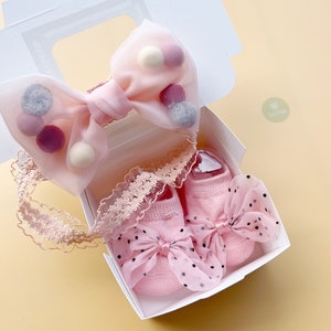 Baby Girl Gift Set Baby Gift Box Baby Headband Baby Socks Welcome Baby Girl Gift Baby Shower Gift Newborn Gift Baby Receiving image 2