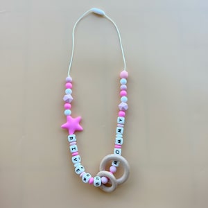 Personalized Nursing Necklace | Silicone Wood Sensory Breastfeeding Necklace | New Mom Gift | New Baby Gift | Pregnancy Gift | Welcome Baby