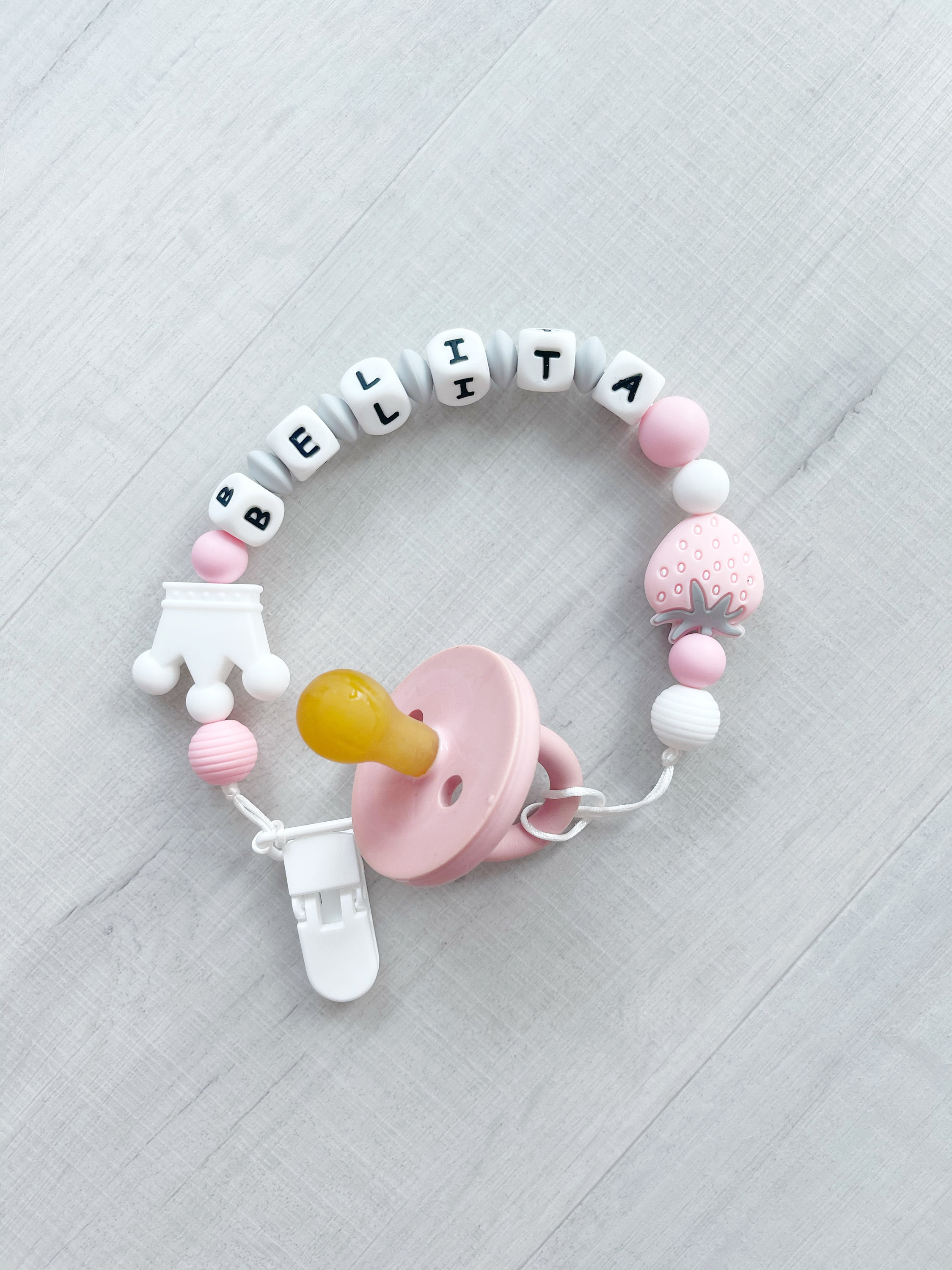 Pacifier Clip with Name for Baby Girl Custom Pink Dummy Clip Etsy