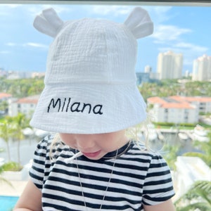 Personalized Baby Sun Hat Embroidered Toddler Bucket Hat Monogrammed Newborn Beanie Custom Name Baby Girl Boy Gift Receiving Gift image 5
