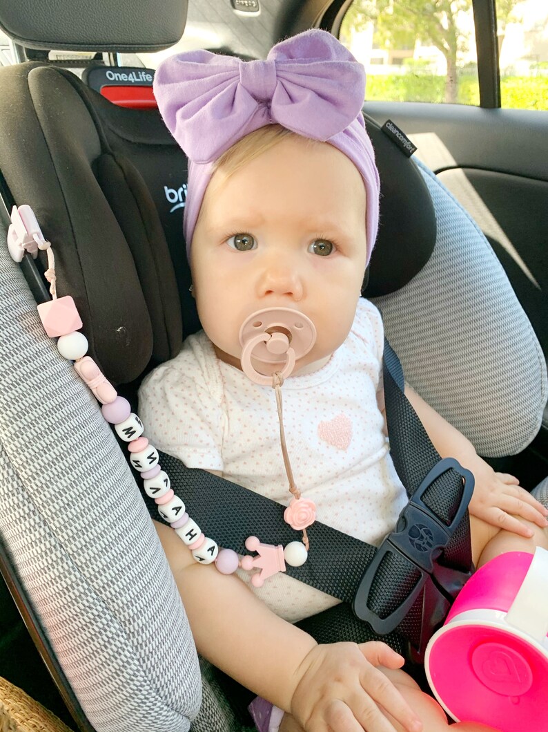 Baby Girl Pacifier Clip With Name Pink Personalized Pacifier Etsy