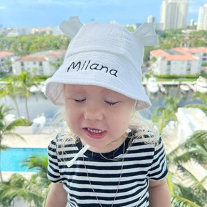 Personalized Baby Sun Hat Embroidered Toddler Bucket Hat Monogrammed Newborn Beanie Custom Name Baby Girl Boy Gift Receiving Gift image 10