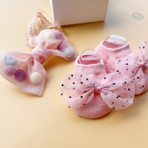 Baby Girl Gift Set Baby Gift Box Baby Headband Baby Socks Welcome Baby Girl Gift Baby Shower Gift Newborn Gift Baby Receiving zdjęcie 7