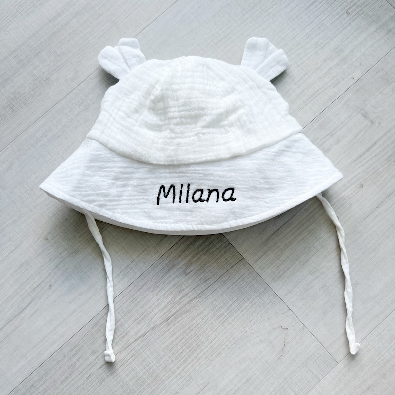 Personalized Baby Sun Hat Embroidered Toddler Bucket Hat Monogrammed Newborn Beanie Custom Name Baby Girl Boy Gift Receiving Gift image 2